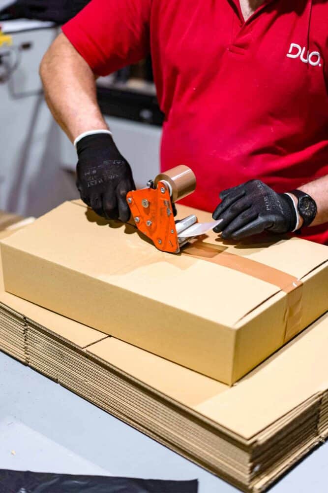 Duo Packaging team designing sustainable packaging to reduce waste and carbon impact.